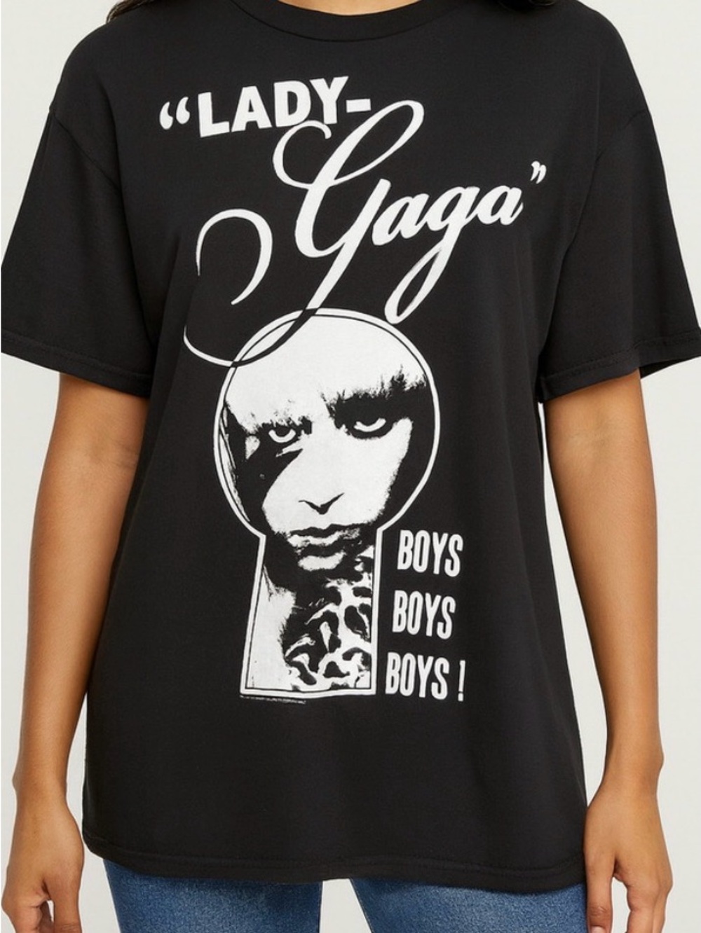 Vintage 2009 Lady Gaga “Boys Boys Boys” Keyhole Graphic T-Shirt Size XL